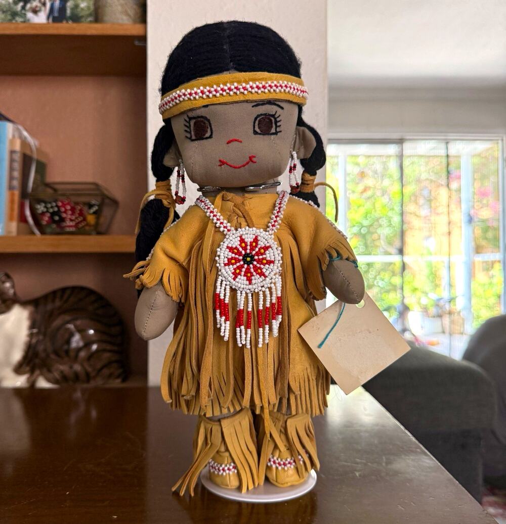 Ru Nae Native American Handmade Doll 13" Tall Beaded Fringe Outfit Utah USA